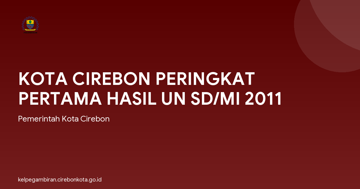 KOTA CIREBON PERINGKAT PERTAMA HASIL UN SD/MI 2011